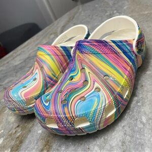 Crocs Out Of This World Classic Clog Tie Dye Swirl Colorful Kids J 3